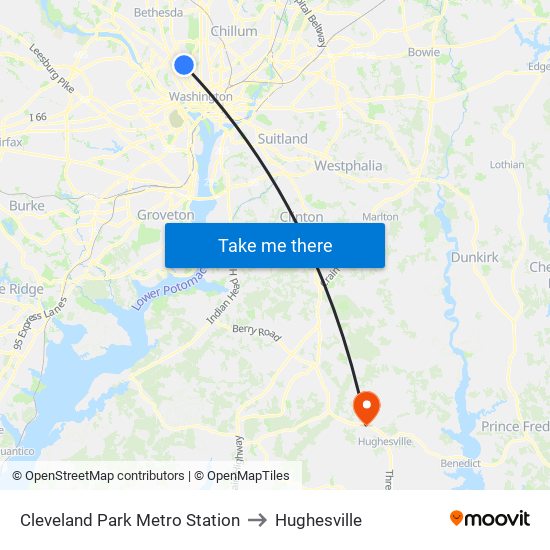 Cleveland Park Metro Station to Hughesville map