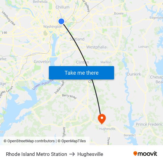 Rhode Island Metro Station to Hughesville map