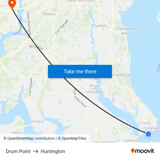 Drum Point to Huntington map