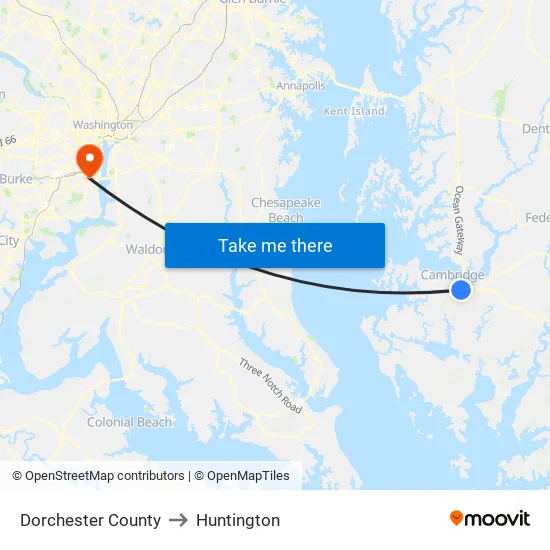 Dorchester County to Huntington map