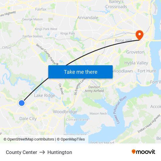 County Center to Huntington map