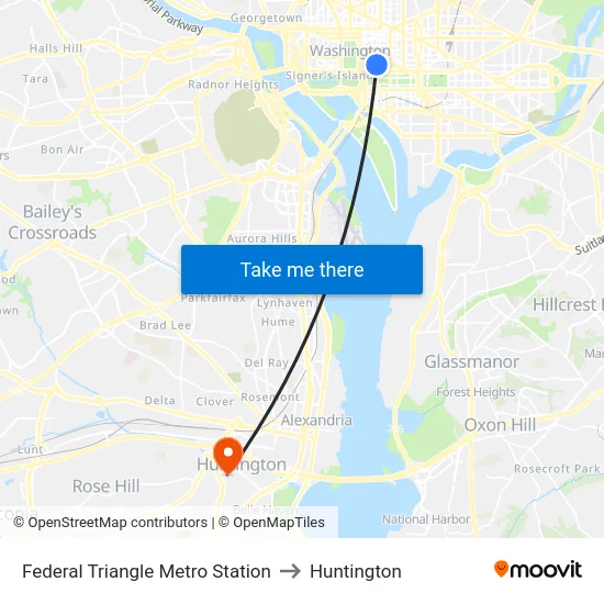 Federal Triangle Metro Station to Huntington map