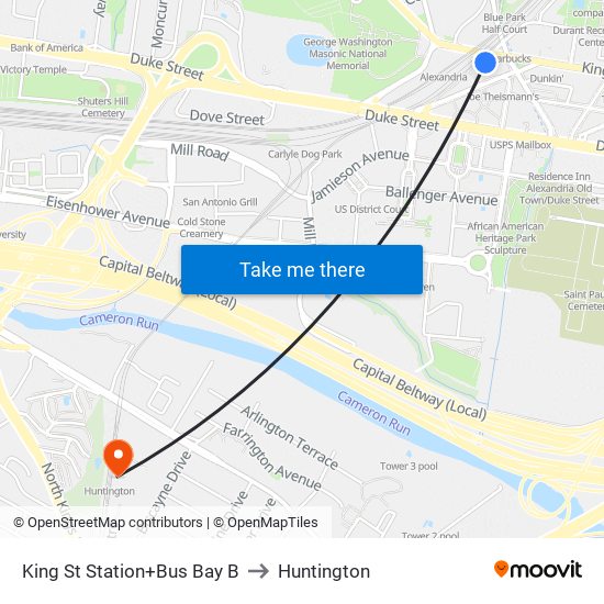 King Street-Old Town+Bay B to Huntington map