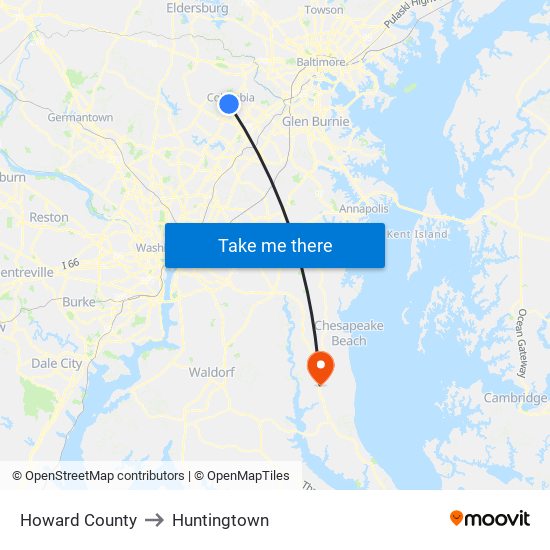 Howard County to Huntingtown map