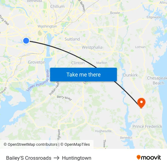 Bailey'S Crossroads to Huntingtown map