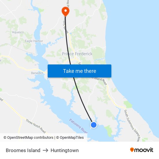 Broomes Island to Huntingtown map