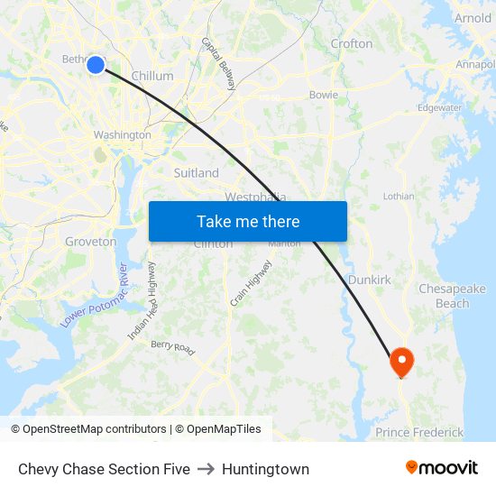 Chevy Chase Section Five to Huntingtown map