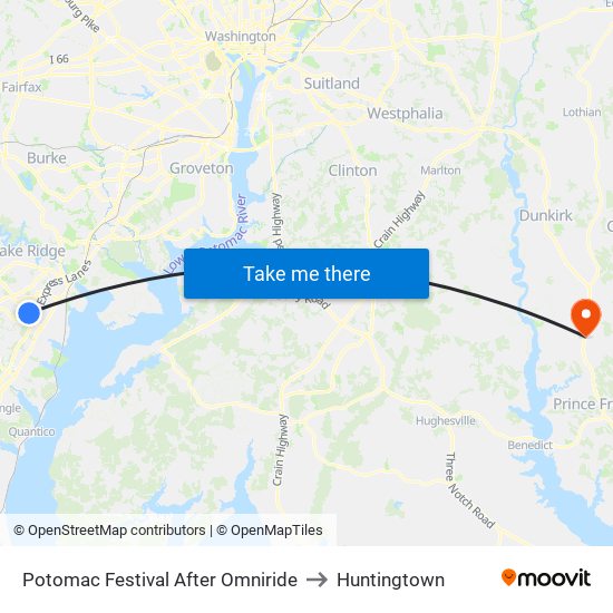 Potomac Festival After Omniride to Huntingtown map