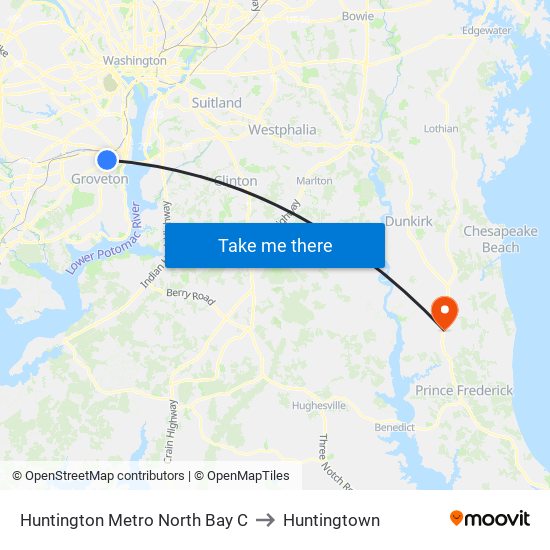 Huntington Metro North Bay C to Huntingtown map