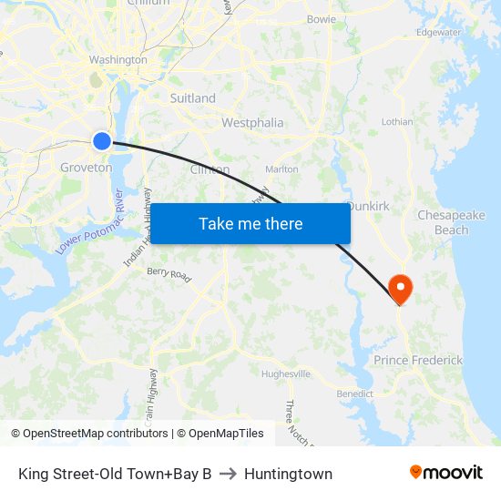 King Street-Old Town+Bay B to Huntingtown map