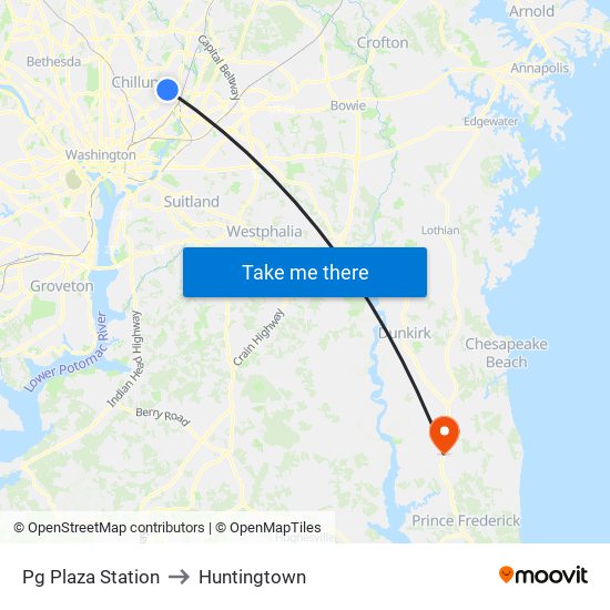 Pg Plaza Station to Huntingtown map