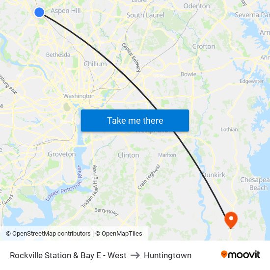 Rockville Station & Bay E - West to Huntingtown map