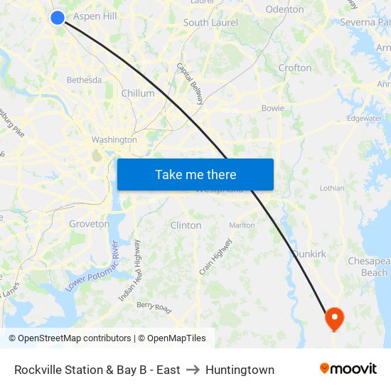 Rockville Station & Bay B - East to Huntingtown map