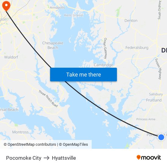 Pocomoke City to Hyattsville map