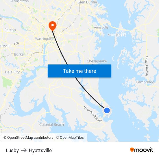 Lusby to Hyattsville map