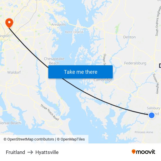 Fruitland to Hyattsville map