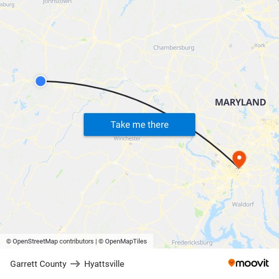 Garrett County to Hyattsville map