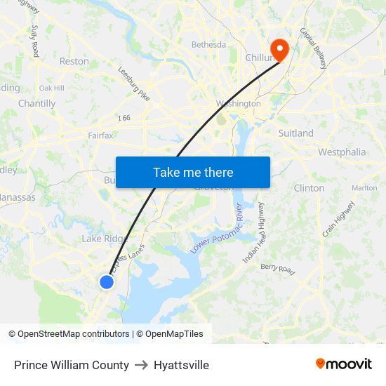 Prince William County to Hyattsville map