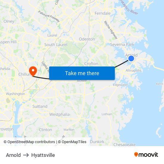 Arnold to Hyattsville map