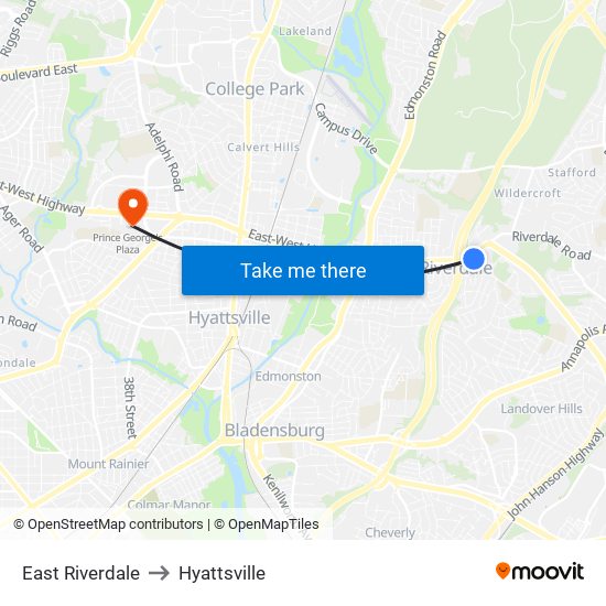 East Riverdale to Hyattsville map