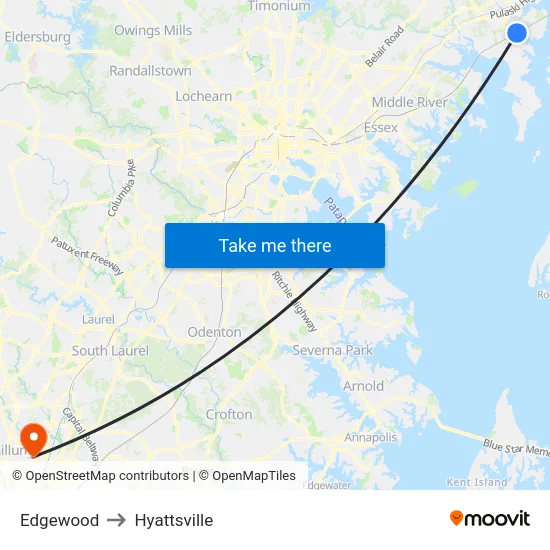 Edgewood to Hyattsville map