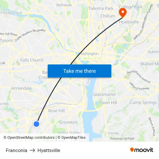 Franconia to Hyattsville map