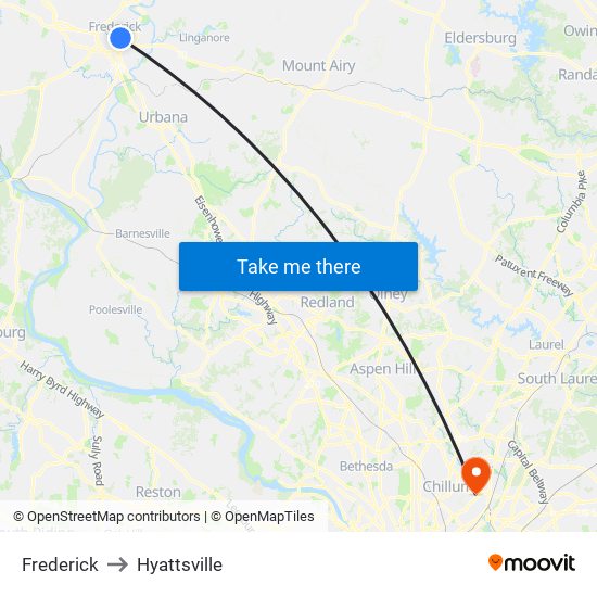 Frederick to Hyattsville map