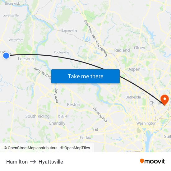 Hamilton to Hyattsville map