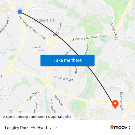 Langley Park to Hyattsville map