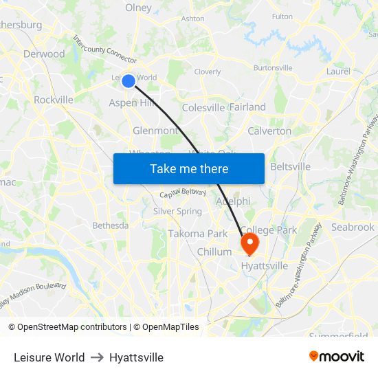 Leisure World to Hyattsville map