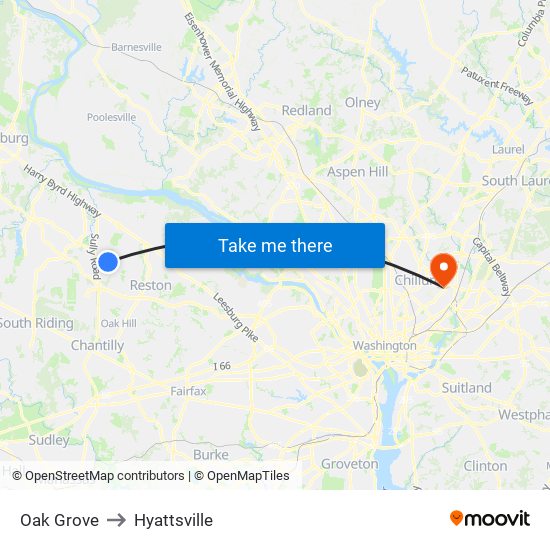 Oak Grove to Hyattsville map