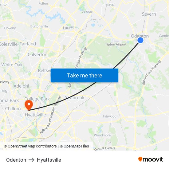 Odenton to Hyattsville map