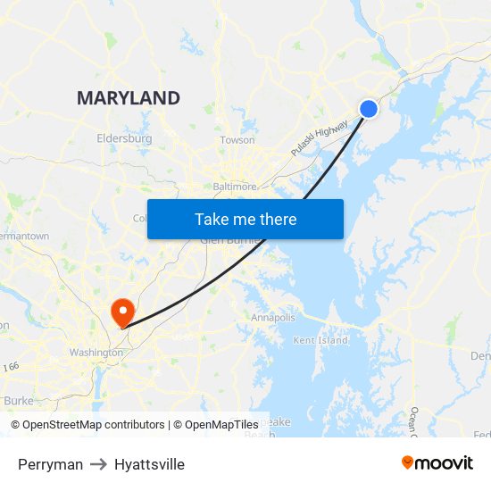 Perryman to Hyattsville map