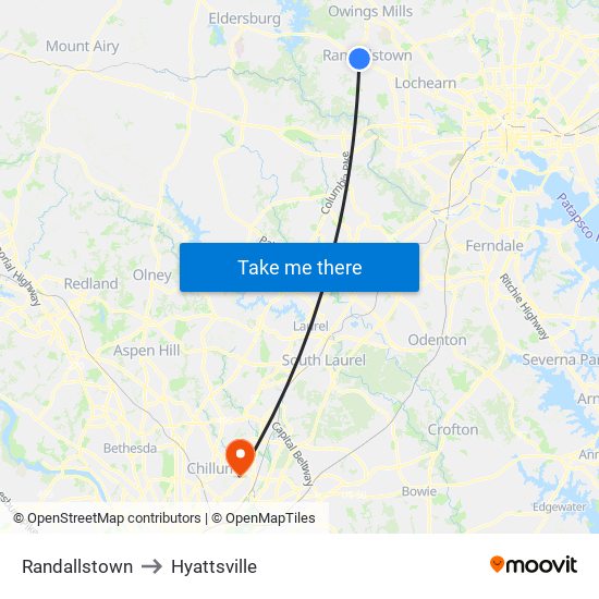 Randallstown to Hyattsville map