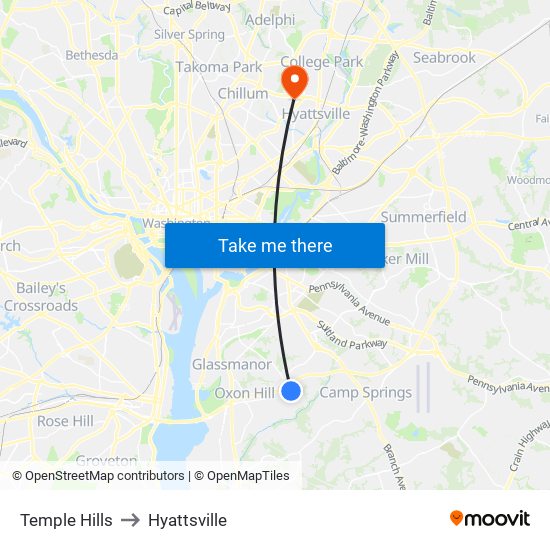 Temple Hills to Hyattsville map