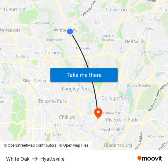 White Oak to Hyattsville map