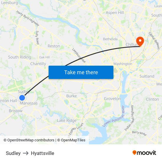 Sudley to Hyattsville map