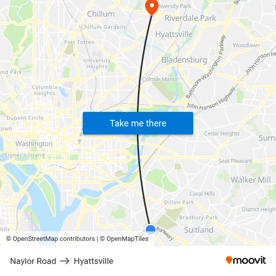Naylor Road to Hyattsville map