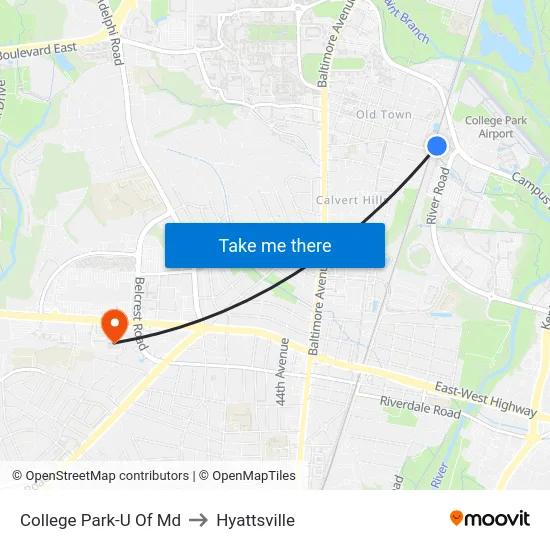 College Park-U Of Md to Hyattsville map