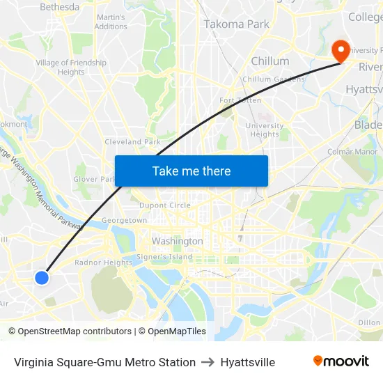 Virginia Square-Gmu Metro Station to Hyattsville map