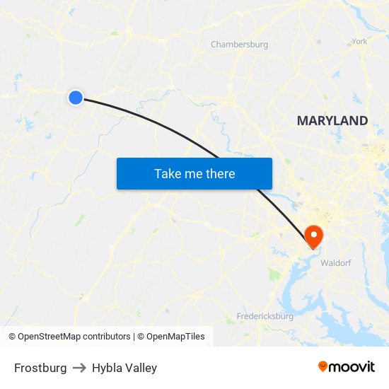 Frostburg to Hybla Valley map