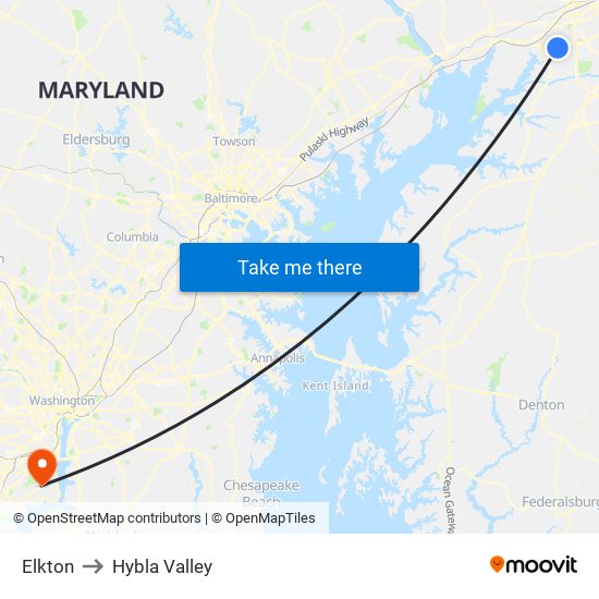 Elkton to Hybla Valley map