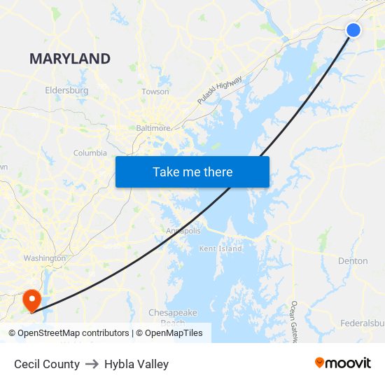 Cecil County to Hybla Valley map