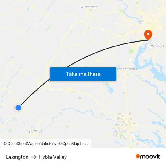 Lexington to Hybla Valley map
