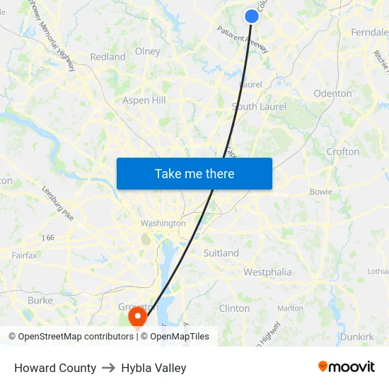 Howard County to Hybla Valley map