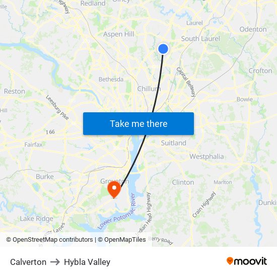 Calverton to Hybla Valley map