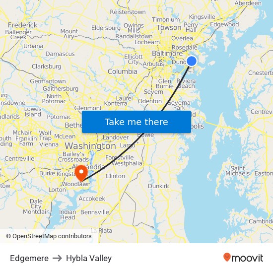 Edgemere to Hybla Valley map