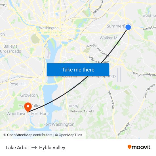 Lake Arbor to Hybla Valley map