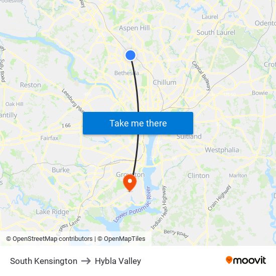 South Kensington to Hybla Valley map