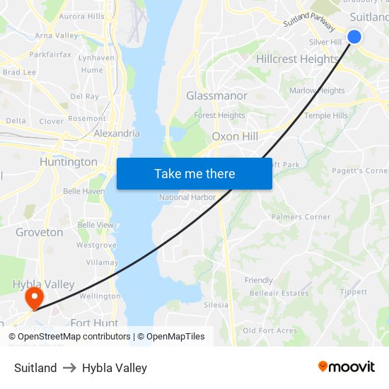 Suitland to Hybla Valley map